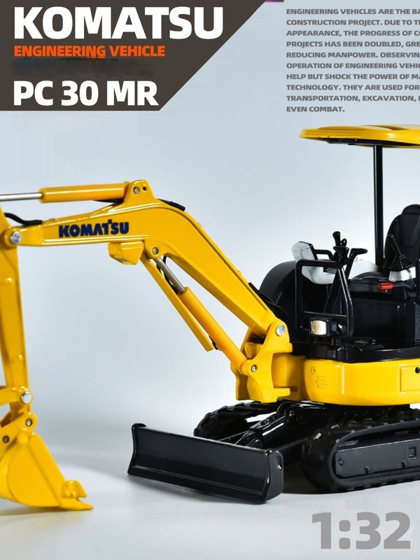 Komatsu PC30MR মিনি এক্সক্যাভেটর 1/32 স্কেল ডাই-কাস্ট মেটাল মডেল সংগ্রহযোগ্য খেলনা
