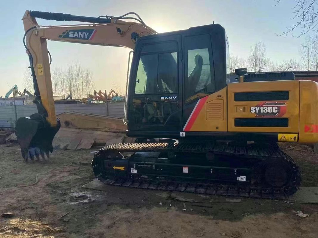 ব্যবহৃত SANY SY135C 13.5T এক্সক্যাভেটর ফুল সার্ভিস ইতিহাস নির্মাণ খনির জমি সরানো