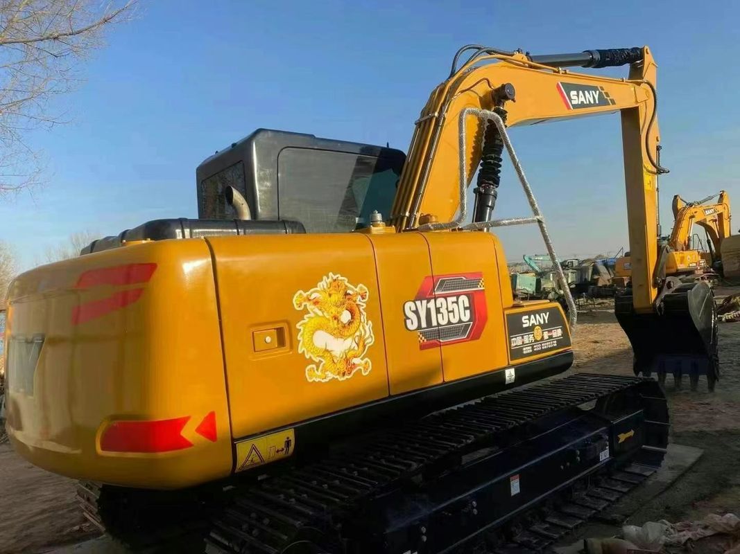 ব্যবহৃত SANY SY135C 13.5T এক্সক্যাভেটর ফুল সার্ভিস ইতিহাস নির্মাণ খনির জমি সরানো