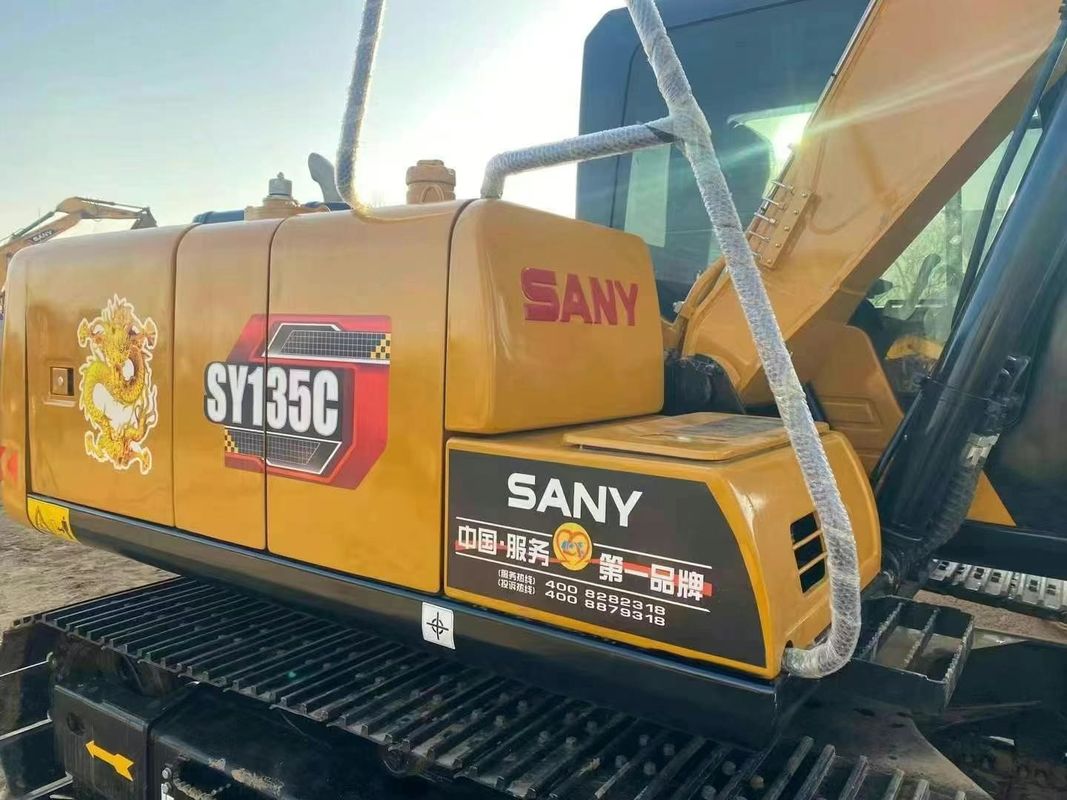 ব্যবহৃত SANY SY135C 13.5T এক্সক্যাভেটর ফুল সার্ভিস ইতিহাস নির্মাণ খনির জমি সরানো