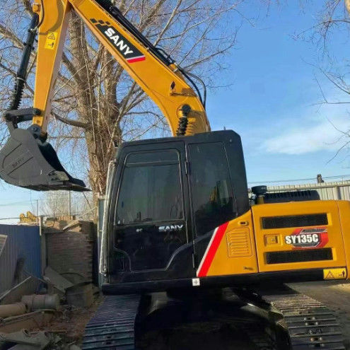 ব্যবহৃত SANY SY135C 13.5T এক্সক্যাভেটর ফুল সার্ভিস ইতিহাস নির্মাণ খনির জমি সরানো