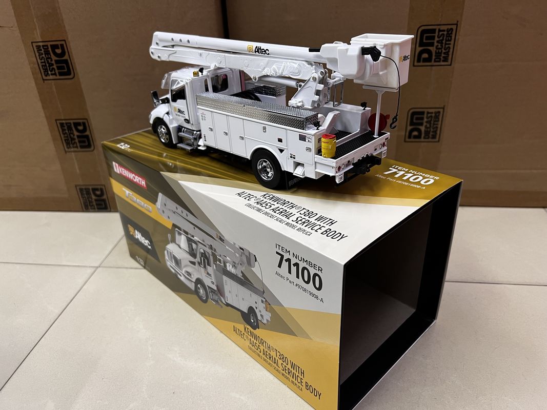 DM 1/32 Kenworth T380 এয়ার ওয়ার্ক প্ল্যাটফর্ম ট্রাক অ্যালোয় নির্মাণ যানবাহন মডেল 71100