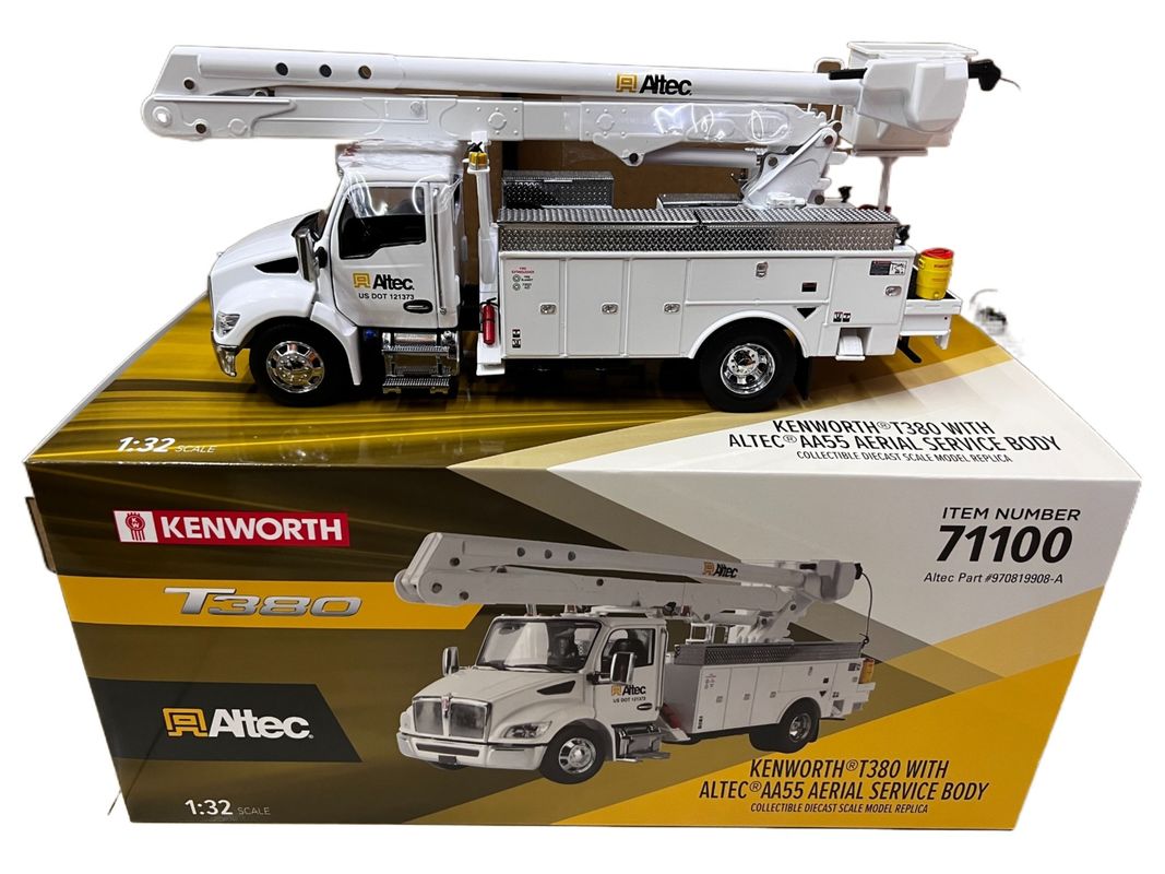 DM 1/32 Kenworth T380 এয়ার ওয়ার্ক প্ল্যাটফর্ম ট্রাক অ্যালোয় নির্মাণ যানবাহন মডেল 71100