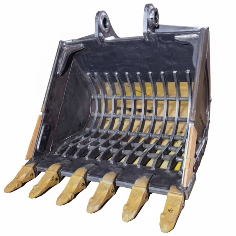 পাথর স্ক্রিনিং এবং শ্রেণীবিভাগের জন্য Q355 উচ্চ শক্তি স্টিলের সাথে কাস্টমাইজযোগ্য ভারী দায়িত্ব এক্সক্যাভেটর সিভ বালতি